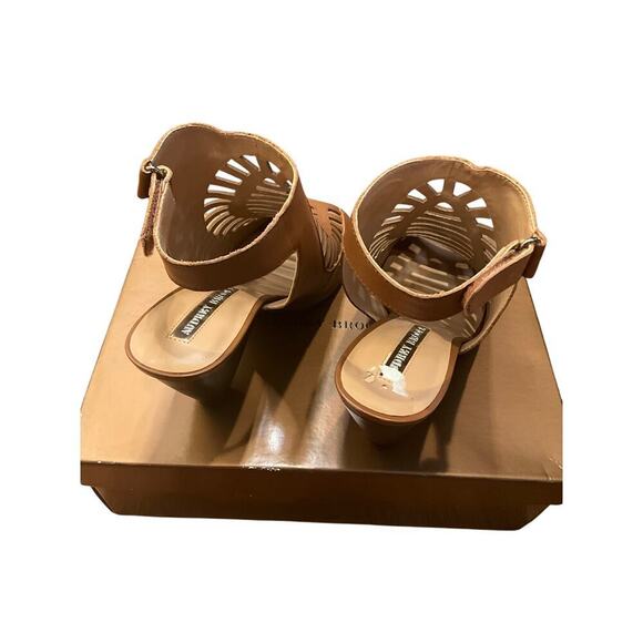 Audrey Brooke Kansas Cage Sandals Peep Toe Leather Brown Womens Size 9.5M NEW80 - Picture 2 of 5
